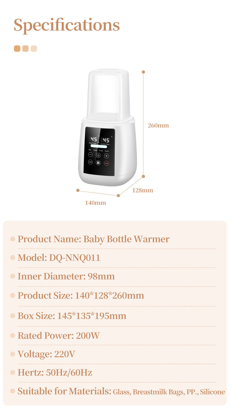 Baby Bottle Warmer & Sterilizer 24 hour 6-in-1Multifuntion Breast Milk Warmer Accurate Temperature Control Baby Bottle Heater