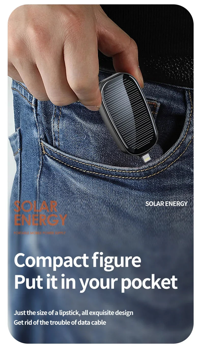 Mini Solar Keychain PowerBank Outdoor Wireless Mobile Power Pocket Charger Suitable for iPhone C Power Bank power bank battery