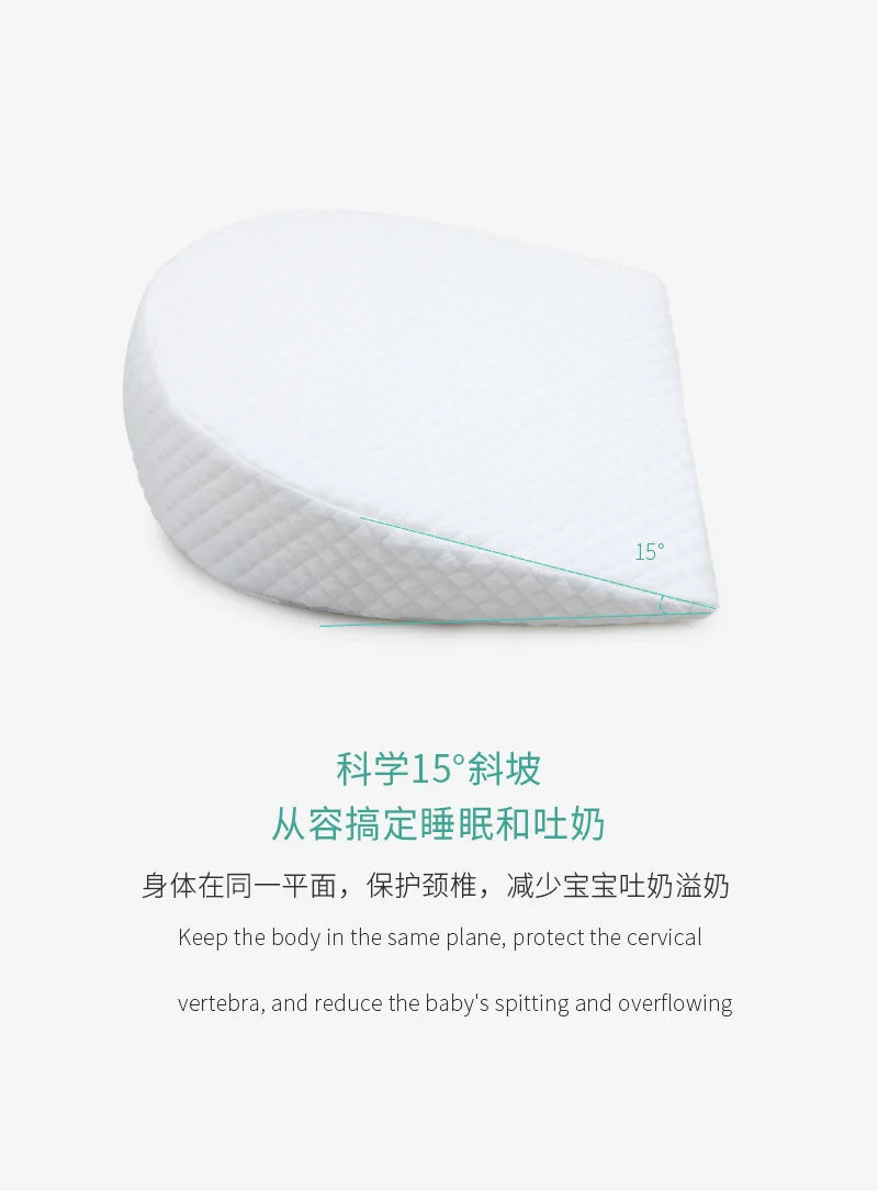 2025 Hot Newborn Baby Sleep Pillow Anti Baby Spit Milk Crib Cot Sleep Positioning Wedge Anti-Reflux Cushion Cotton Pad Mat