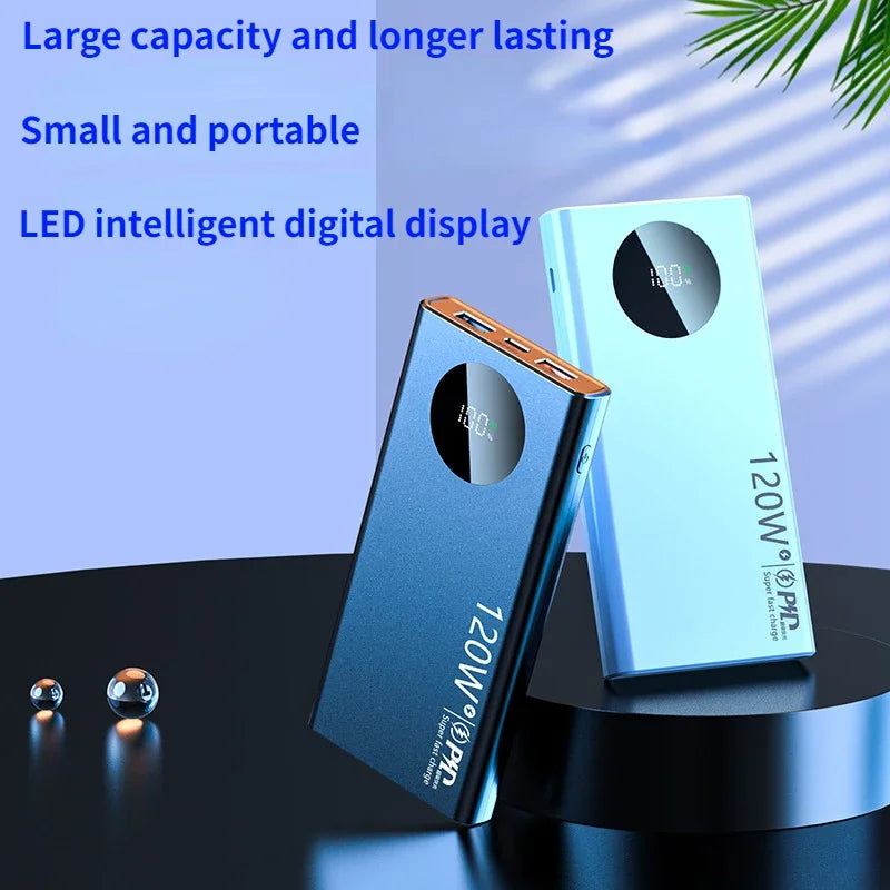 2024 New 50000mAh Portable Power Bank 120W Fast Charger Backup Battery Smart Power Display for IPhone Samsung Xiaomi
