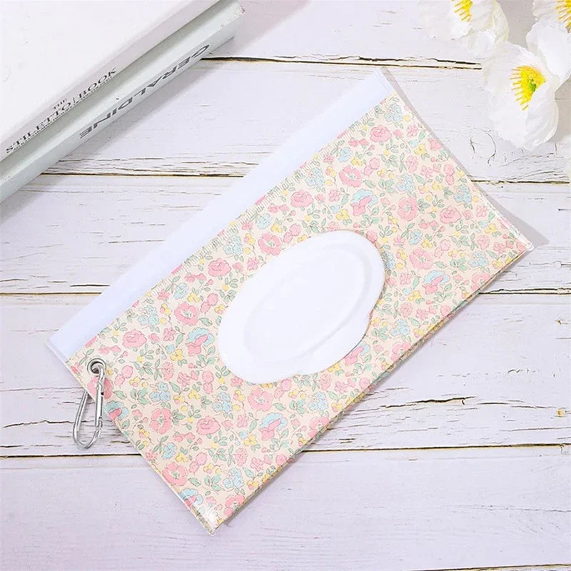 1pcs Wet Wipe Bag EVA Reusable Cosmetic Pouch Stroller Accessories Portable Wipes Holder Case Flip Cover Snap-Strap Tissue Bag