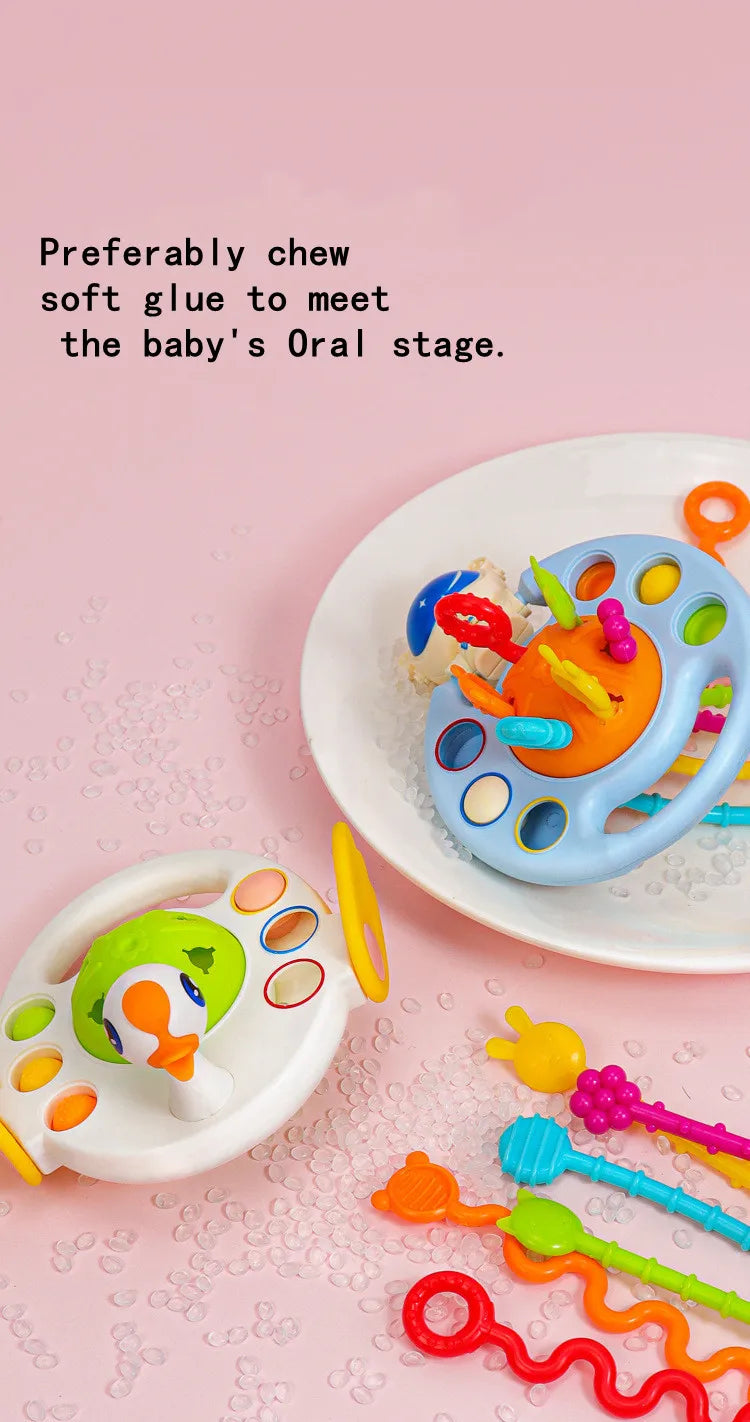 Montessori Pull String Sensory Toys Baby 6 12 Months Silicone Develop Teething Activity Toys For Baby 1-3Y Educational Toys