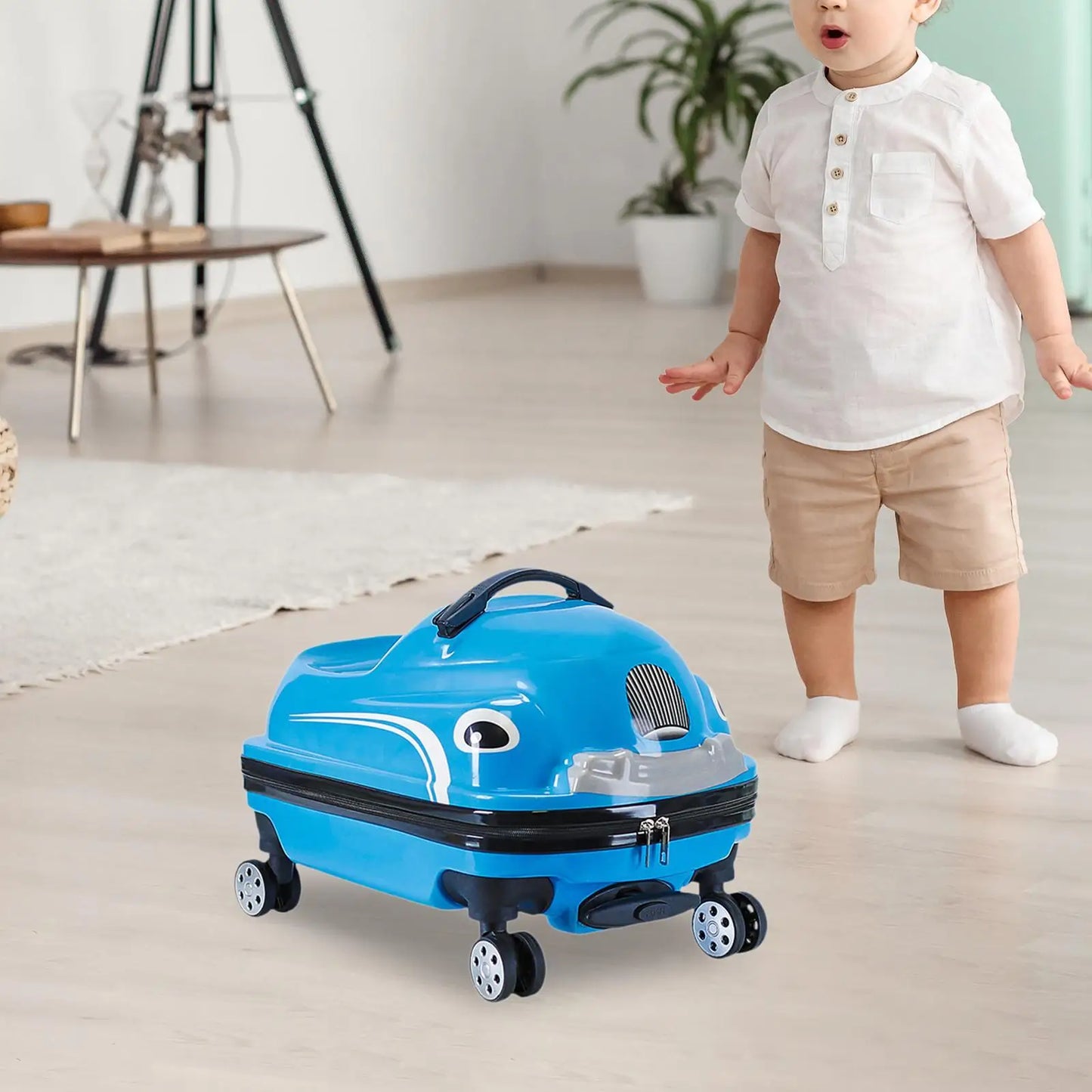20" Kids Ride on Travel Suitcase Sturdy Carry on Luggage for Boys Girls Kids