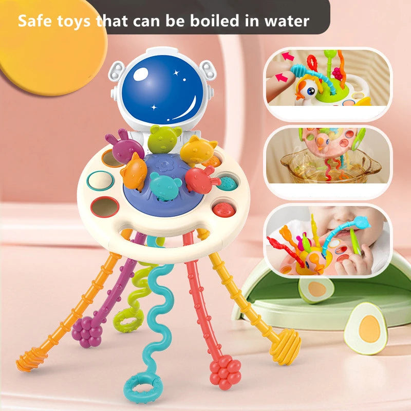 Montessori Pull String Sensory Toys Baby 6 12 Months Silicone Develop Teething Activity Toys For Baby 1-3Y Educational Toys