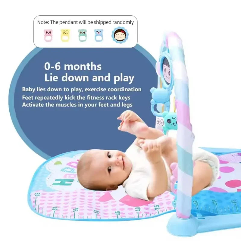 Hudobná podložka pre batoľatá, Pedál na klavír, Fitness stojan na aktivity, Podložky na hranie na bruško, Výbava na cvičenie pre bábätká 0-1 ročné deti BABY FITNESS PIANO