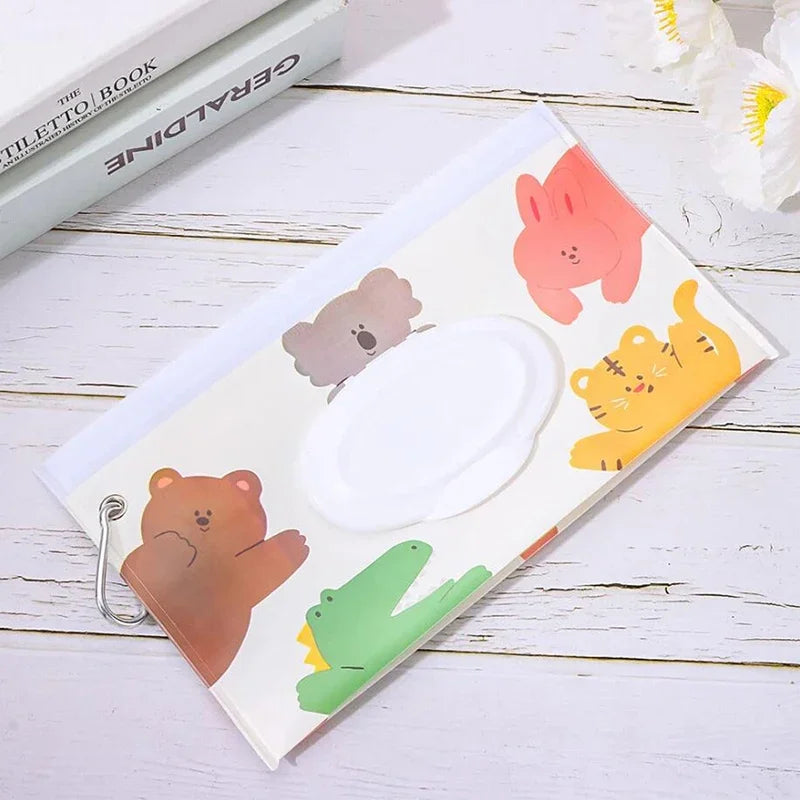 1pcs Wet Wipe Bag EVA Reusable Cosmetic Pouch Stroller Accessories Portable Wipes Holder Case Flip Cover Snap-Strap Tissue Bag