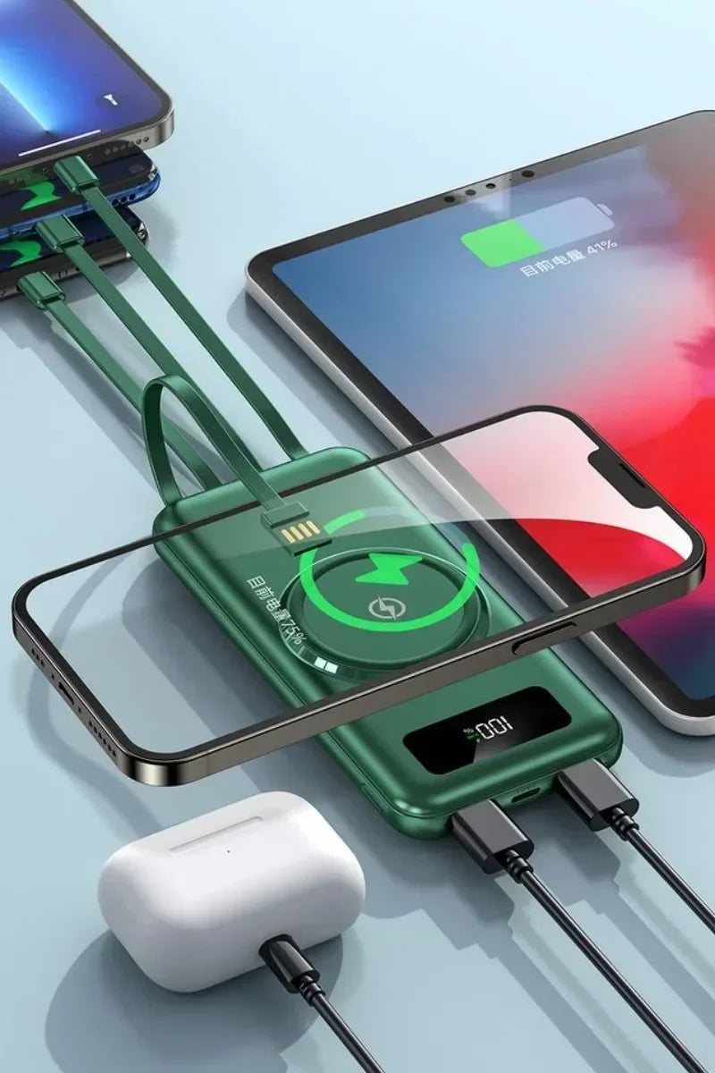 2024 New Magnetic Absorber with Four Wire Power Bank Digital Display Super Fast Charging Mobile Power Supply Portable Charging