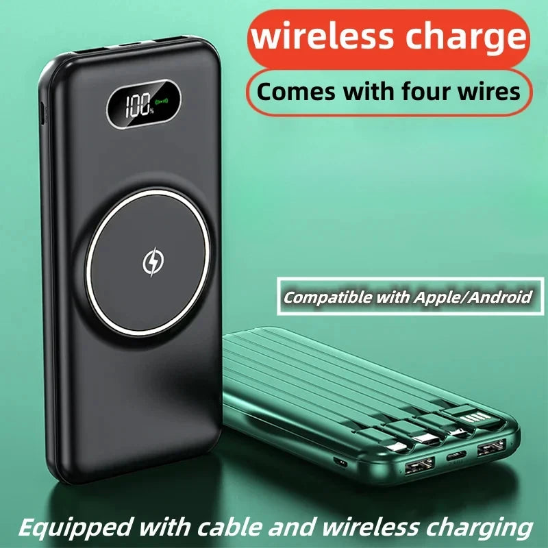 2024 New Magnetic Absorber with Four Wire Power Bank Digital Display Super Fast Charging Mobile Power Supply Portable Charging