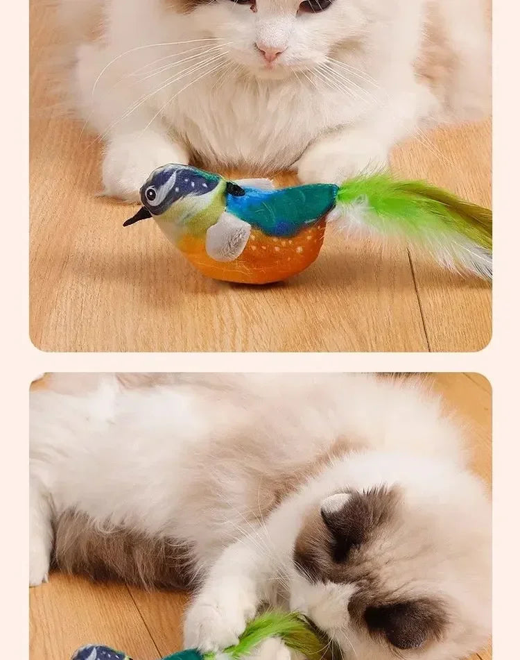 Simulated Bird Cat Toy Interactive Toys Dog Rechargeable Chirping Flapping Bird(no Flying) Catnip Touch Activated Plush Toy Pet