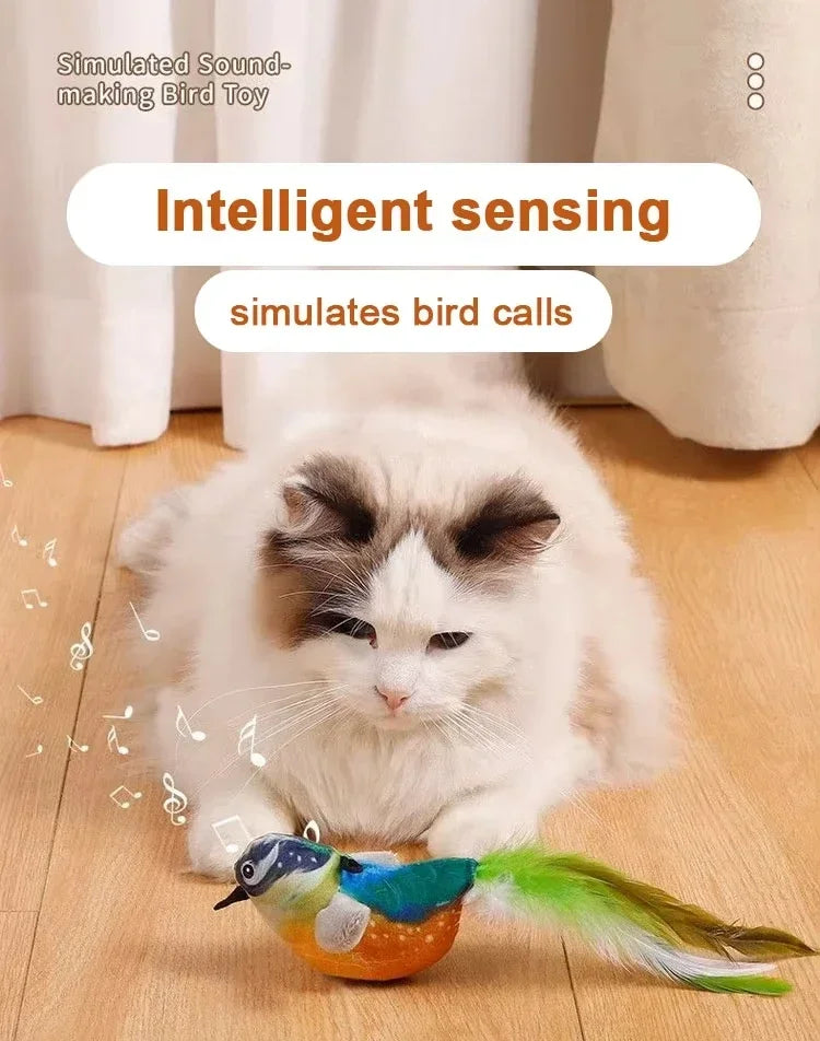 Simulated Bird Cat Toy Interactive Toys Dog Rechargeable Chirping Flapping Bird(no Flying) Catnip Touch Activated Plush Toy Pet