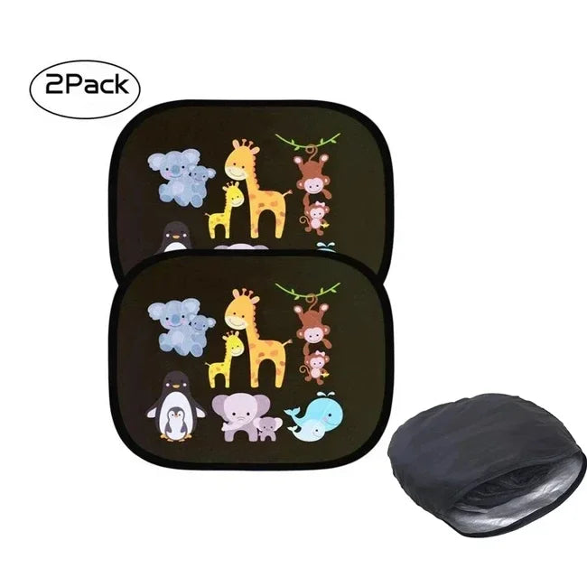Car Universal Sun Shade Windshield Roof Window Cover Children Adult Adsorbable High-Tech Fabric Sun Shade Auto Accessories 2Pcs