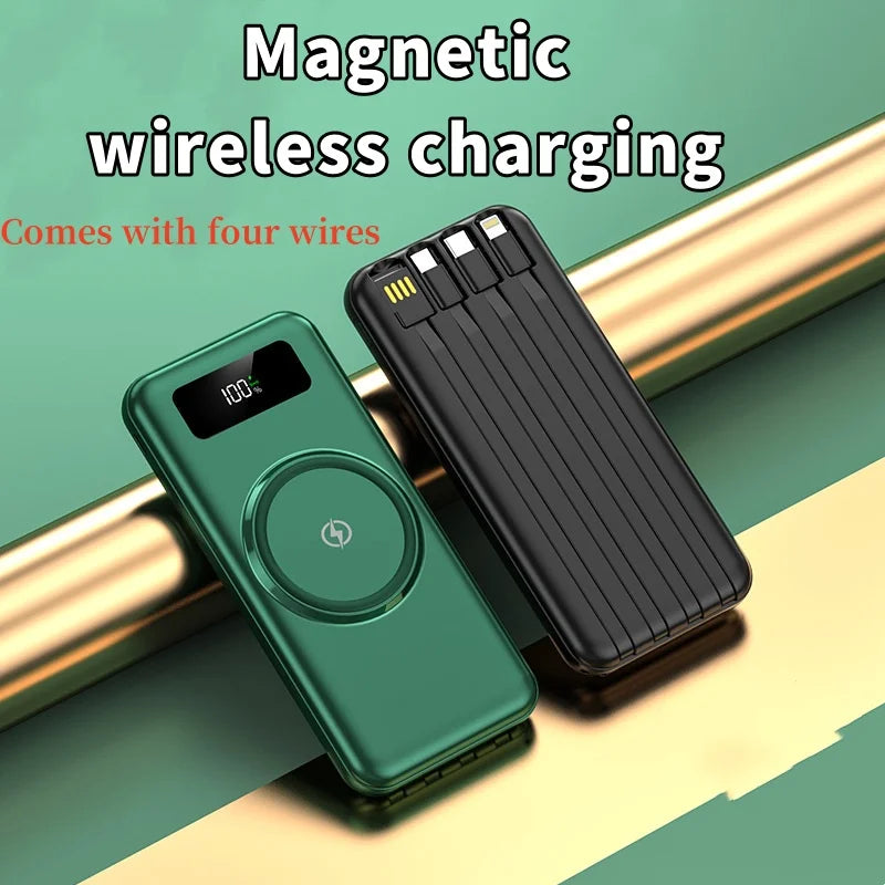 2024 New Magnetic Absorber with Four Wire Power Bank Digital Display Super Fast Charging Mobile Power Supply Portable Charging