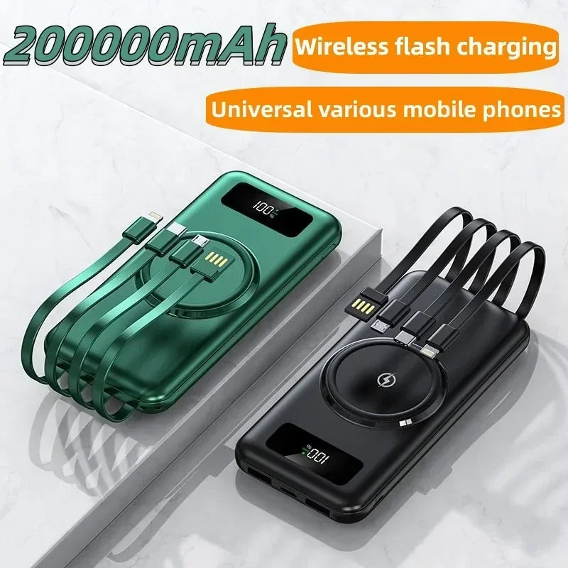 2024 New Magnetic Absorber with Four Wire Power Bank Digital Display Super Fast Charging Mobile Power Supply Portable Charging