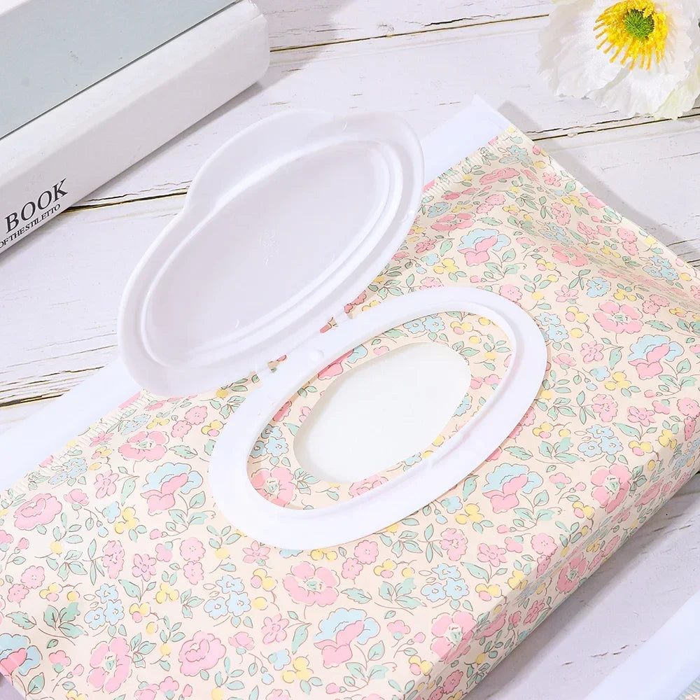 1pcs Wet Wipe Bag EVA Reusable Cosmetic Pouch Stroller Accessories Portable Wipes Holder Case Flip Cover Snap-Strap Tissue Bag
