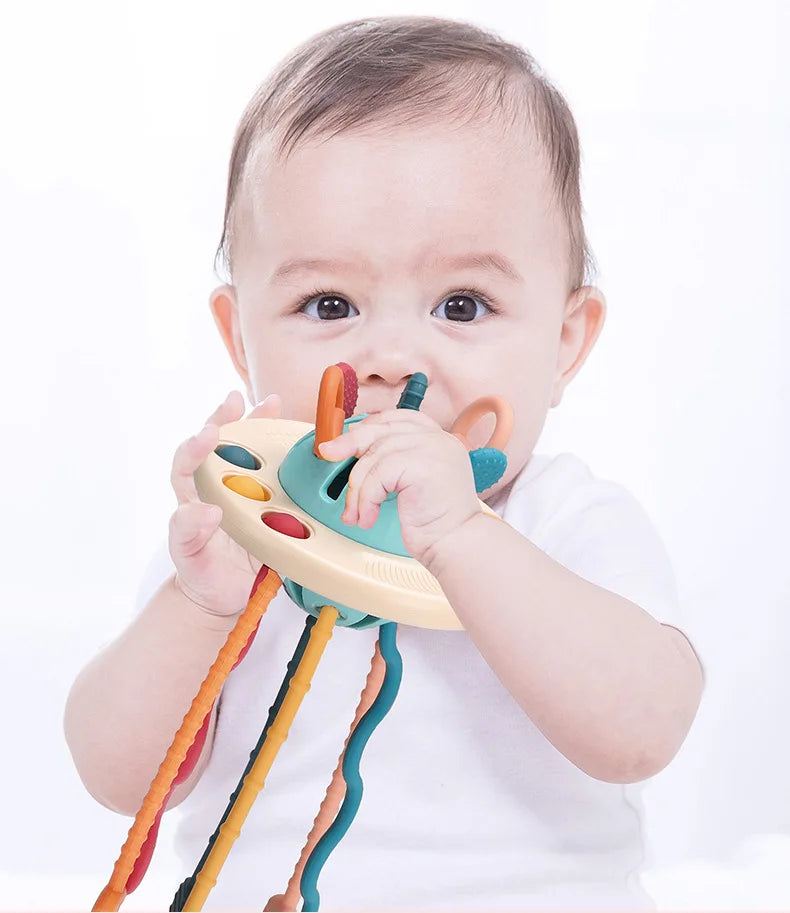 Montessori Pull String Sensory Toys Baby 6 12 Months Silicone Develop Teething Activity Toys For Baby 1-3Y Educational Toys