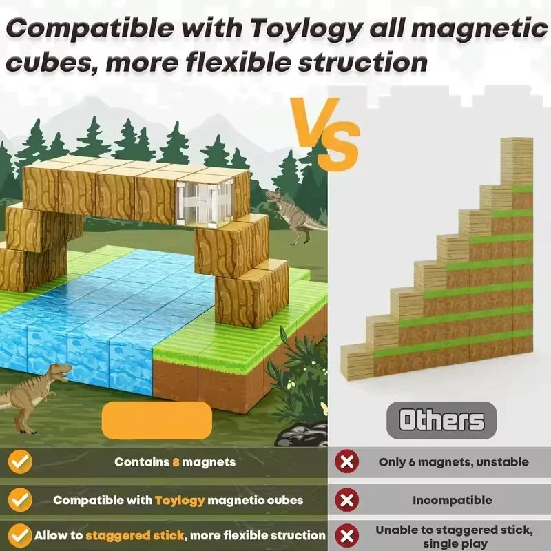 New 192PCS Magnetic Building Blocks Mine Magnet World Set Toys STEM Montessori Stacking Cubes Construction Set Christmas Gift