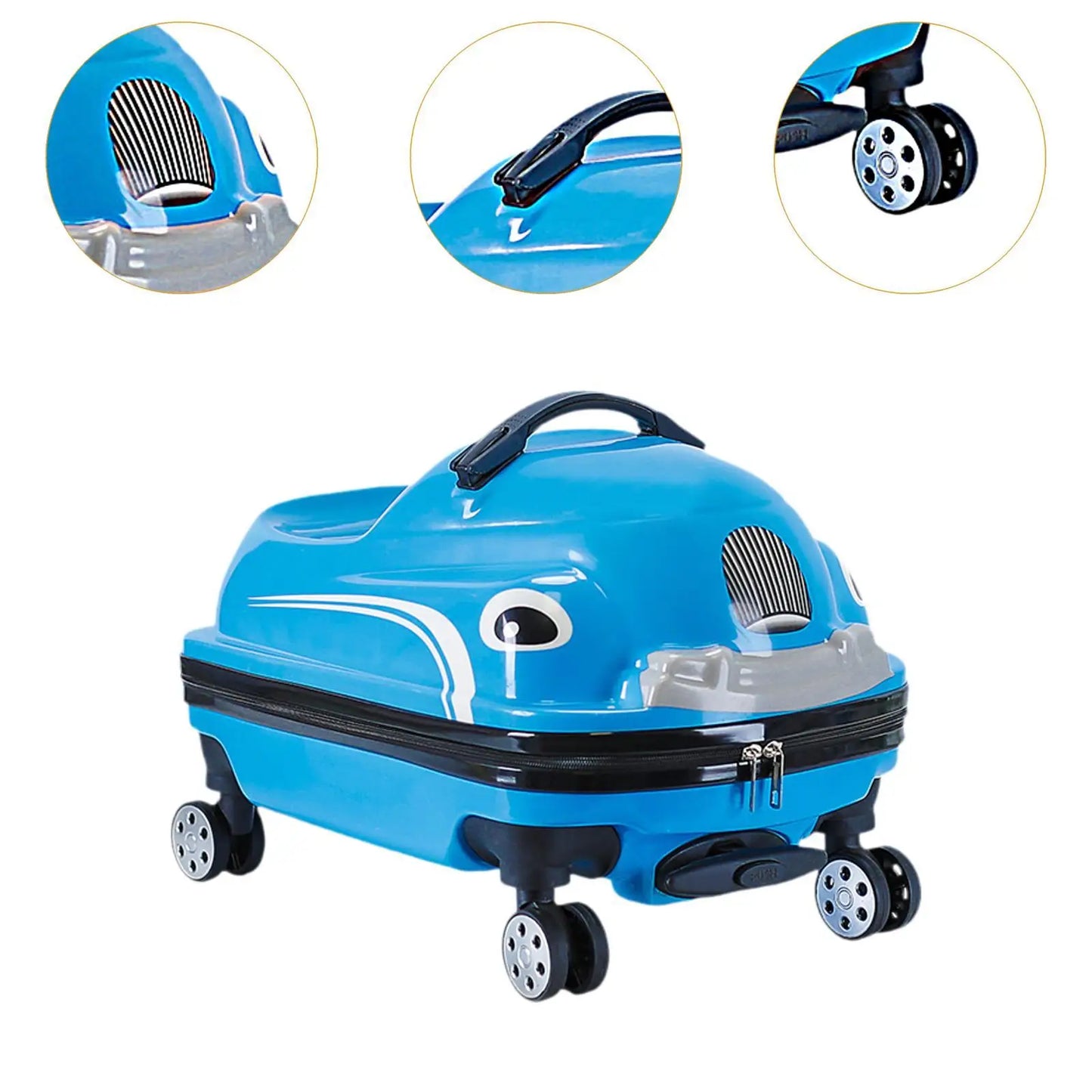 20" Kids Ride on Travel Suitcase Sturdy Carry on Luggage for Boys Girls Kids
