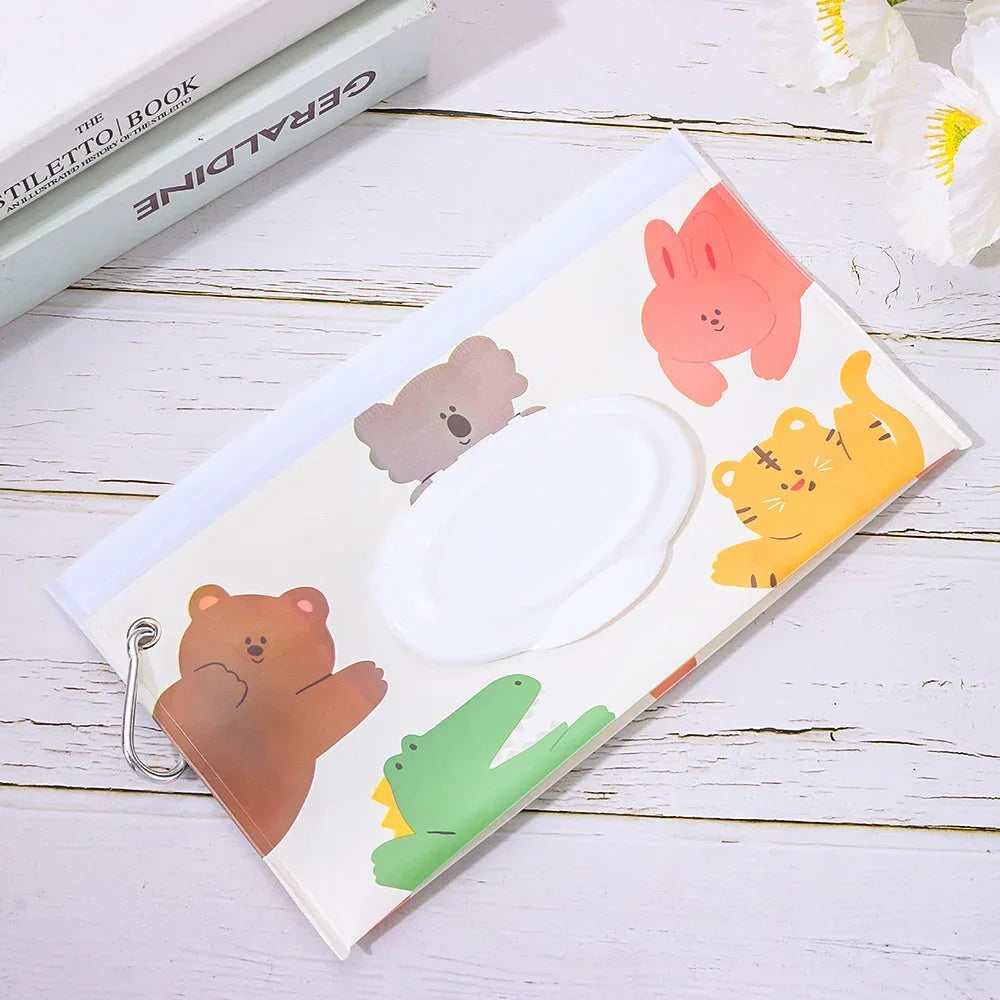 1pcs Wet Wipe Bag EVA Reusable Cosmetic Pouch Stroller Accessories Portable Wipes Holder Case Flip Cover Snap-Strap Tissue Bag