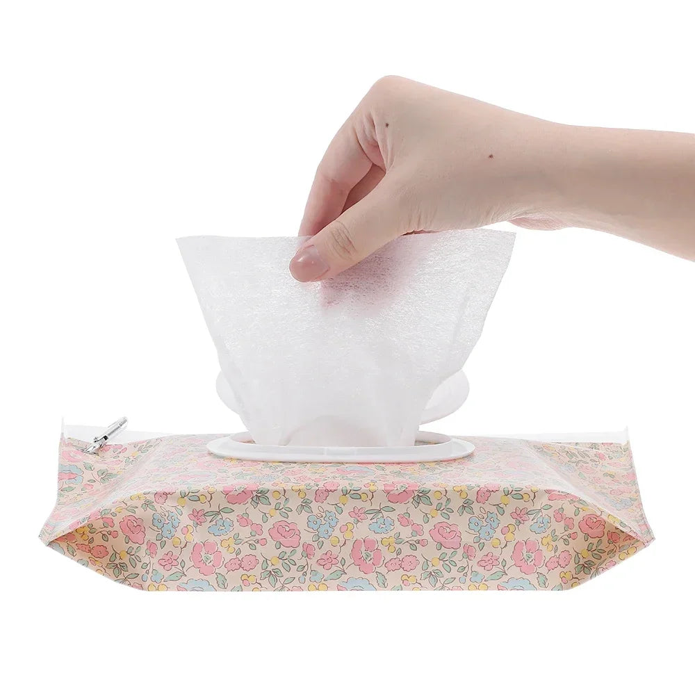 1pcs Wet Wipe Bag EVA Reusable Cosmetic Pouch Stroller Accessories Portable Wipes Holder Case Flip Cover Snap-Strap Tissue Bag