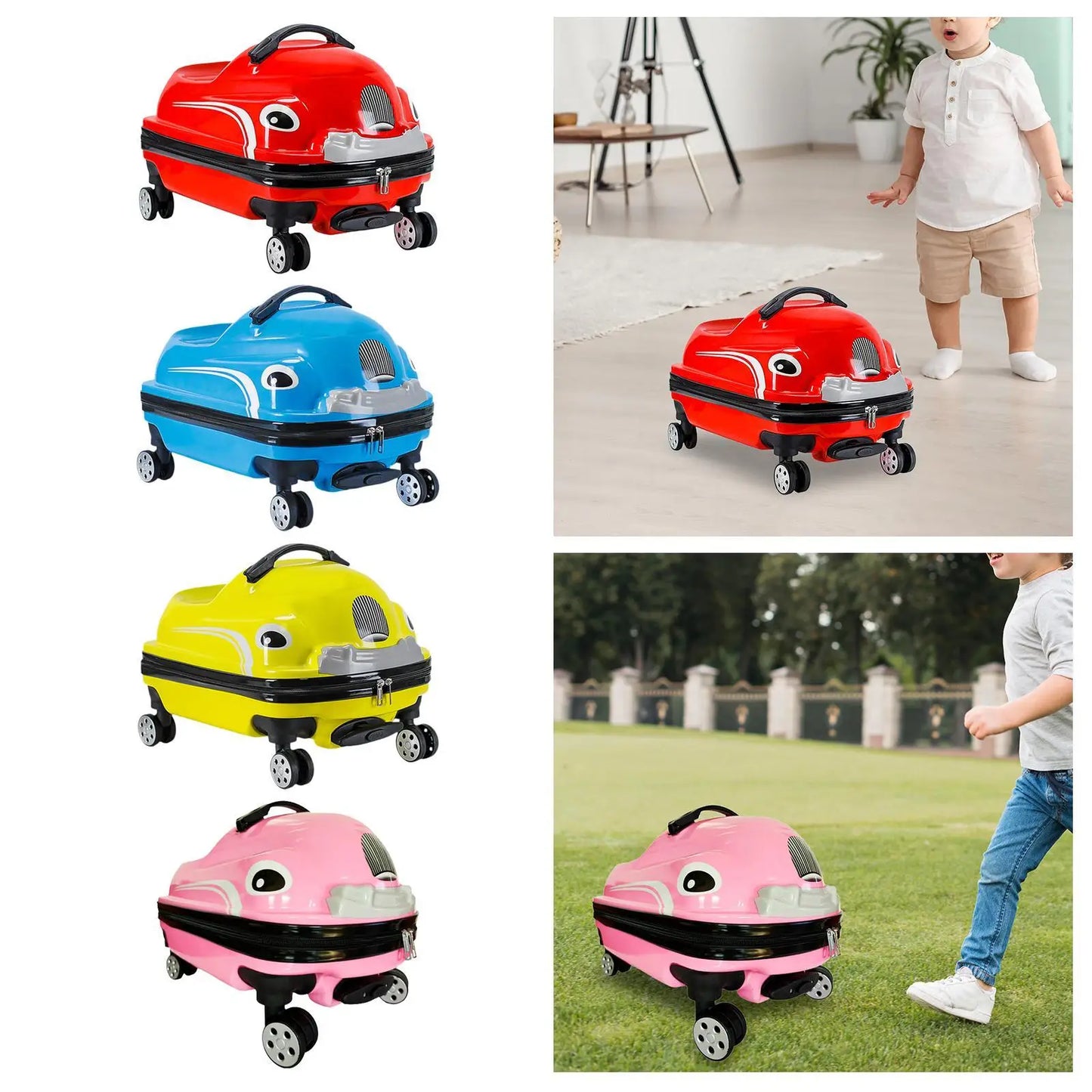 20" Kids Ride on Travel Suitcase Sturdy Carry on Luggage for Boys Girls Kids
