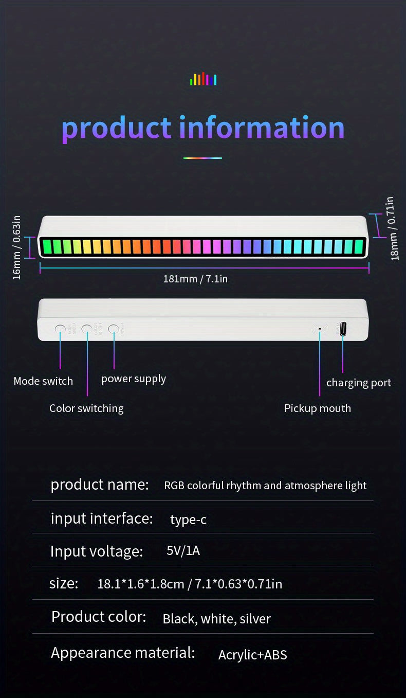 RGB farebné osvetlenie podľa rytmu zvuku s USB