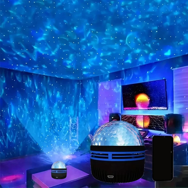 Star Projector USB 5V Aurora  Galaxy Night Light 360° Rotating with Remote Control Ocean Wave Northern Light Bedroom Party KTV