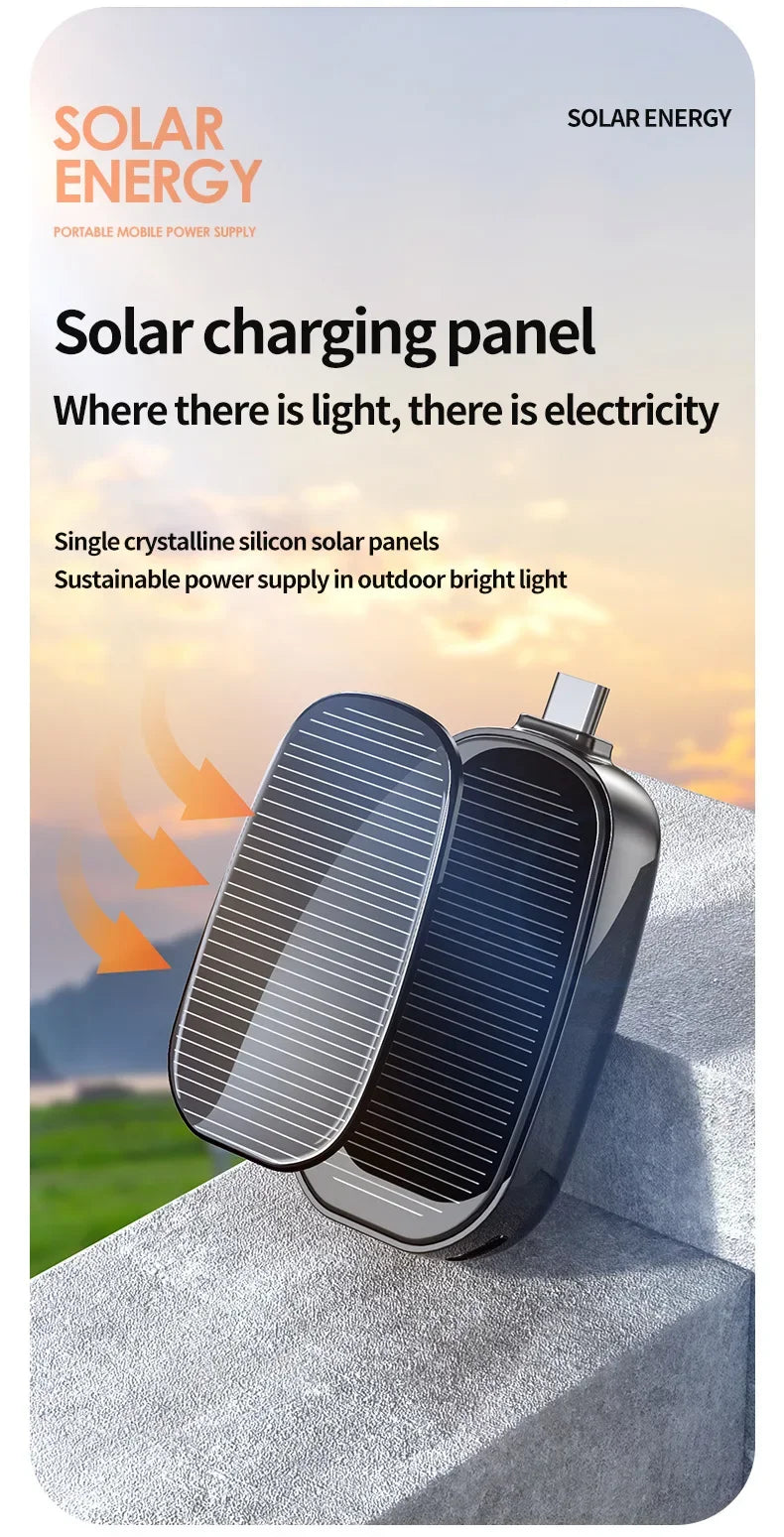 Mini Solar Keychain PowerBank Outdoor Wireless Mobile Power Pocket Charger Suitable for iPhone C Power Bank  power bank battery