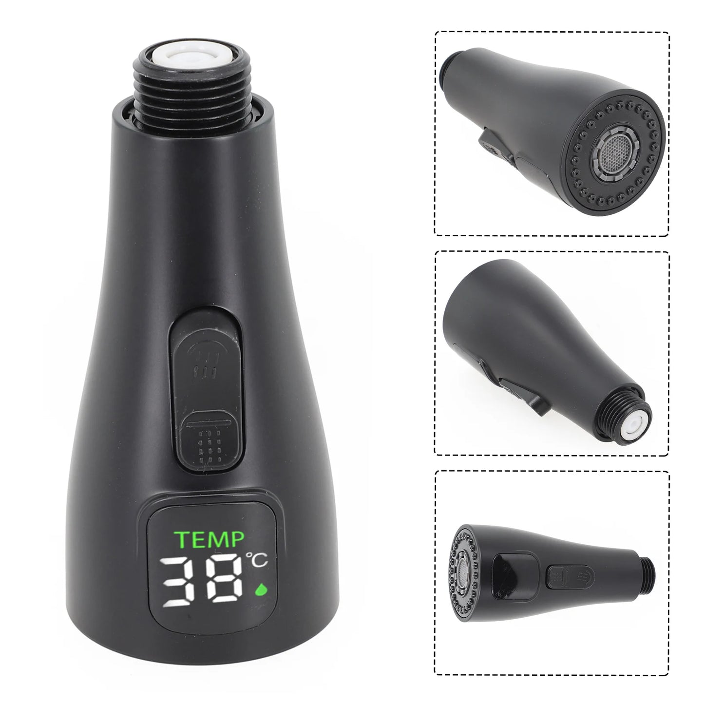 Kitchen Faucet Head LED Faucet Tap Nozzle Replacement Water Saving Reduce Bills Kitchen Swivel Head Digital Pull-out Nozzle