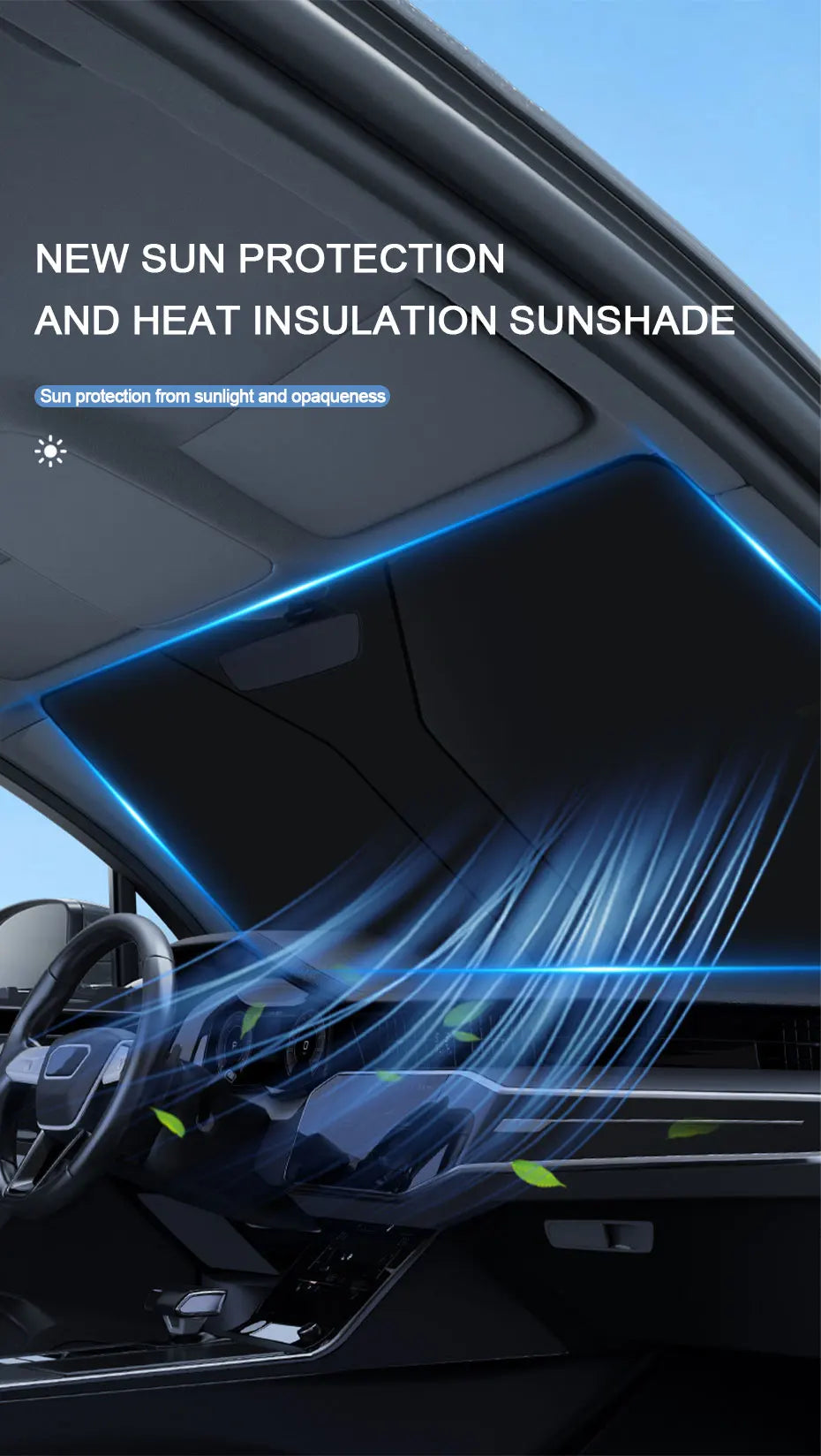 SEAMETAL Car Windshield Sun Shade Cover Foldable Front Window Sun Protection Curtain UV Ray Blocker Anti Glare Privacy Curtains