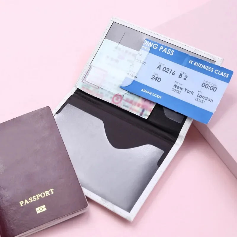 Women Fashion Pink Marble Pattern Travel Passport Cover Holder Bag Credit Cases Thin Ticket Protective Essentials Accessories