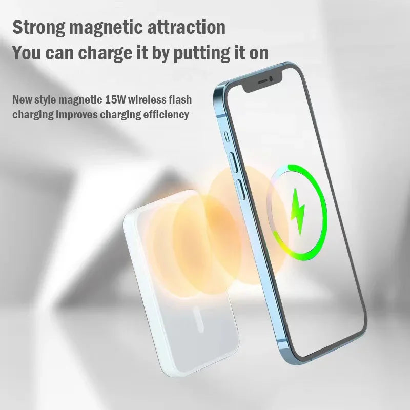 50000mAh Power Bank 20W Powerbank Magnetic Wireless Fast Charging External Battery Pack Type-C For iPhone13 14 15 Xiaomi SAMSUNG
