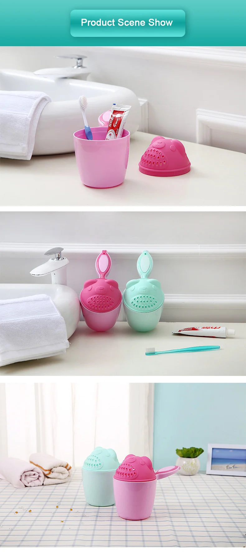Baby Bath Caps Toddler Shampoo Cup Children Bathing Bailer Kids Shower Spoons Child Washing Hair Cup Protect Baby Eye Bath Tool