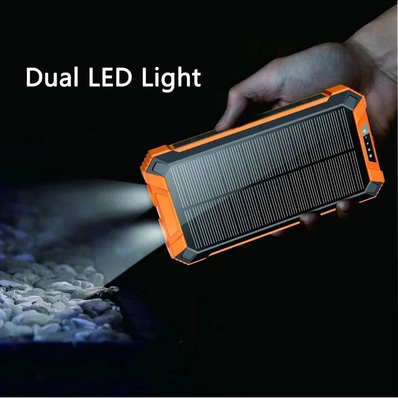 Waterproof Outdoor Solar Battery Power Bank Big Capacity 20000Mah 30000mah Emergency Wireless Power Banks with 4 Lines Universal