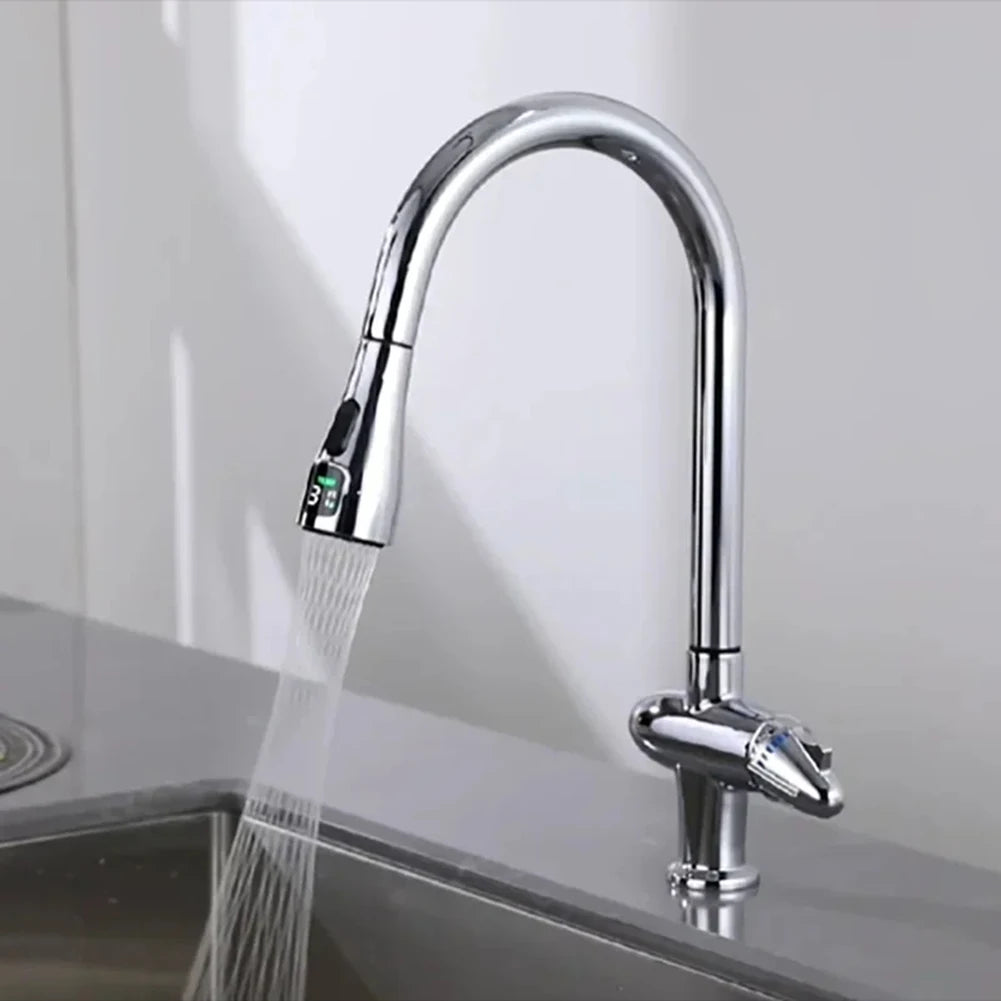 Kitchen Faucet Head LED Faucet Tap Nozzle Replacement Water Saving Reduce Bills Kitchen Swivel Head Digital Pull-out Nozzle