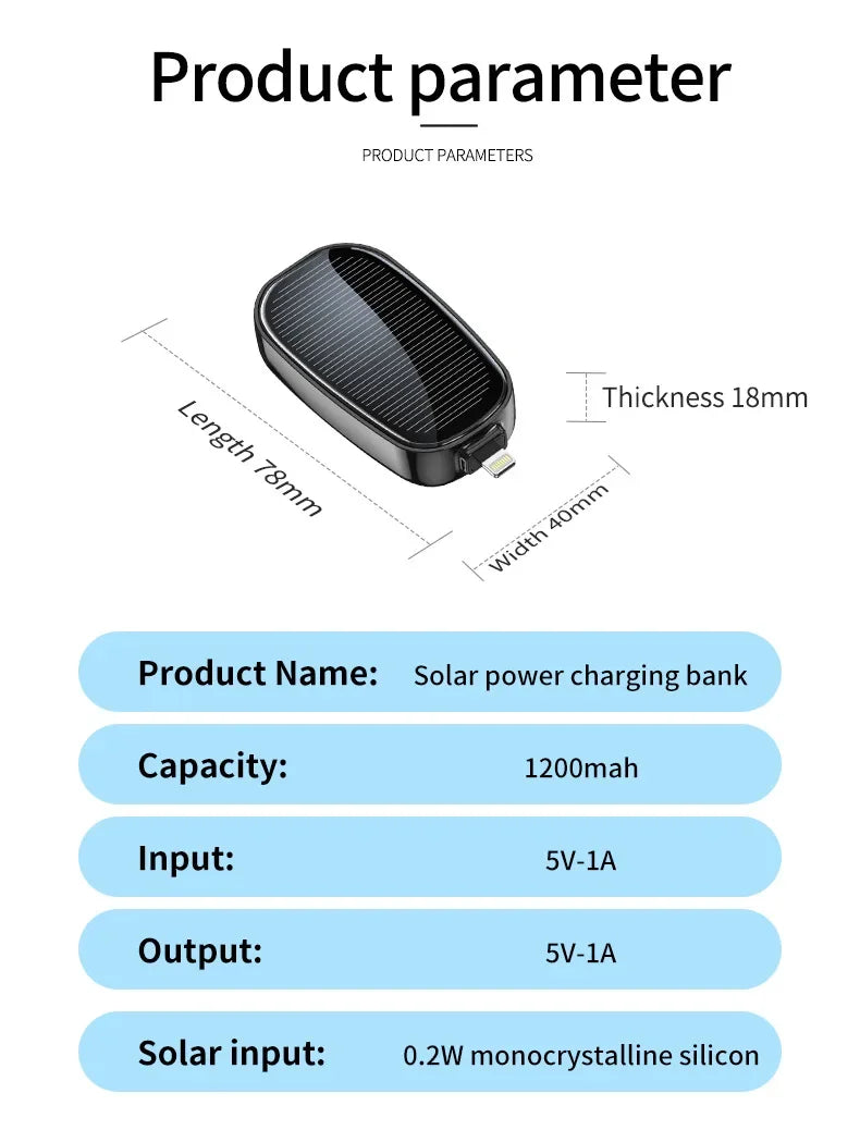 Mini Solar Keychain PowerBank Outdoor Wireless Mobile Power Pocket Charger Suitable for iPhone C Power Bank  power bank battery