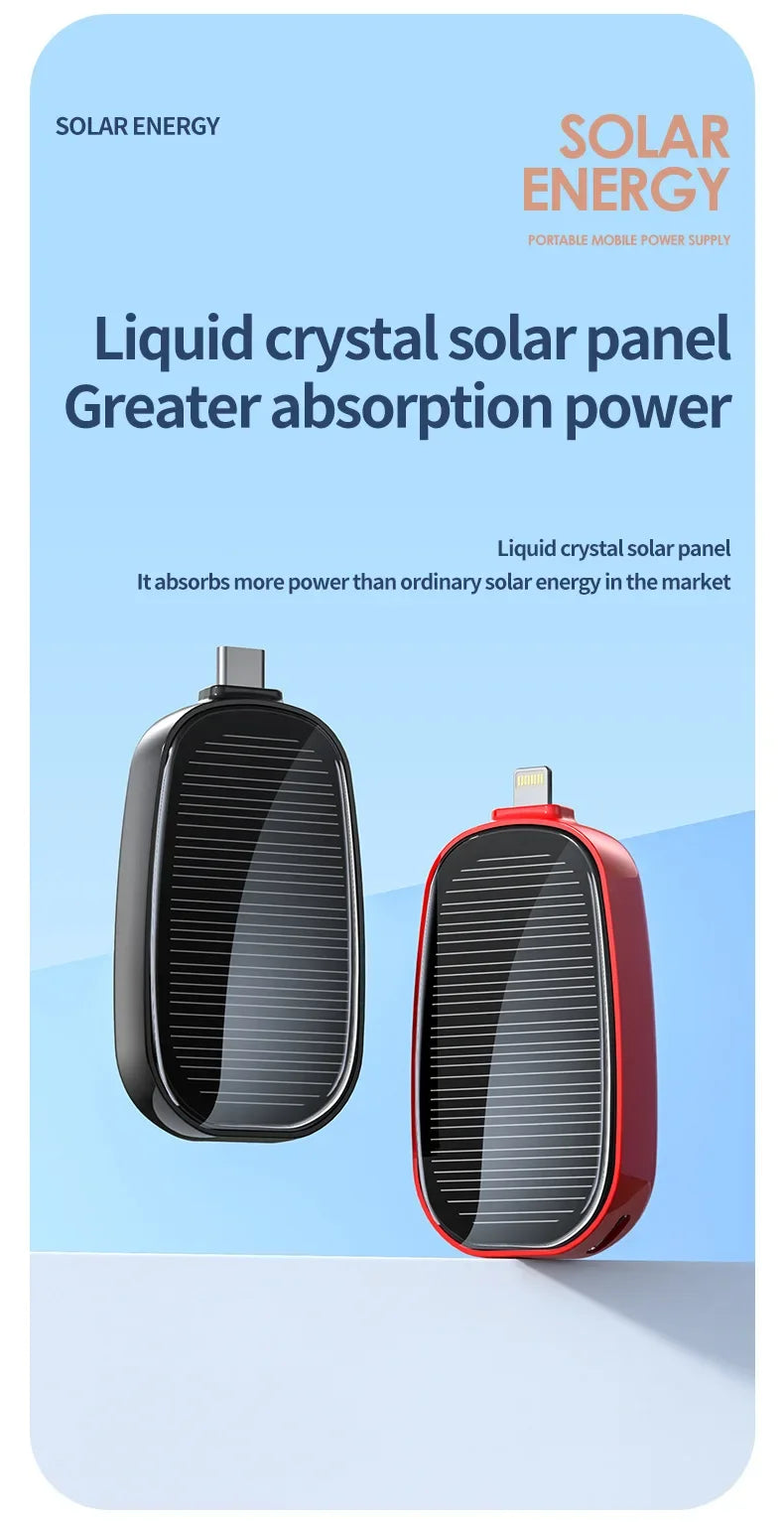 Mini Solar Keychain PowerBank Outdoor Wireless Mobile Power Pocket Charger Suitable for iPhone C Power Bank  power bank battery