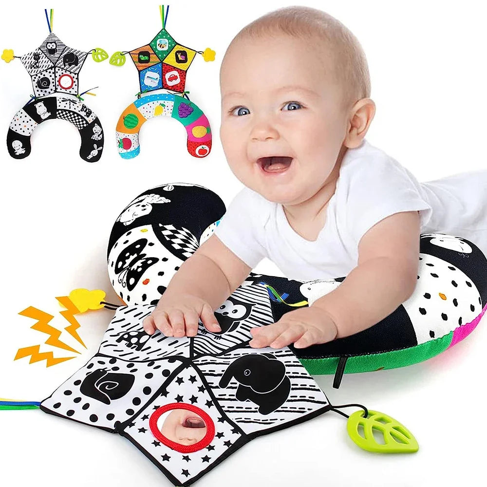 Baby Tummy Time Pillow Toy Baby Lying Pillow for Babies High Contrast Newborn Head Support Pillows Nursing Infant Crawling Train