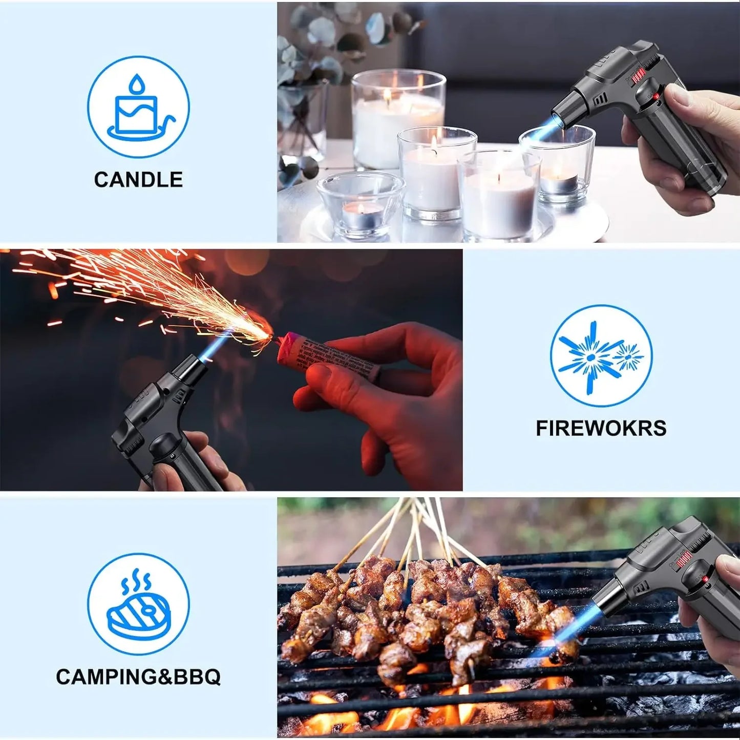4-pack torch lighters, windproof lighters, butane gas lighters, smoke accessories, outdoor grilling tools 2024 New