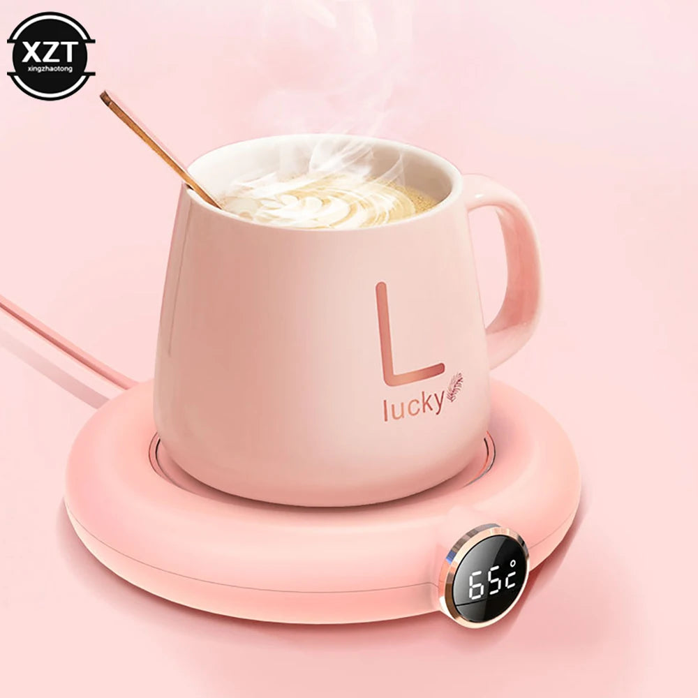 USB Coffee Cup Warm Heating Pad DC 5V Constant Temperature Coaster 3 Gear Digital Display Adjustment Timing Heater for Milk Tea