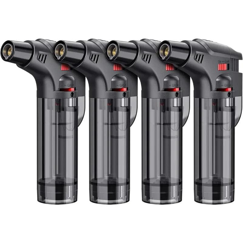 4-pack torch lighters, windproof lighters, butane gas lighters, smoke accessories, outdoor grilling tools 2024 New