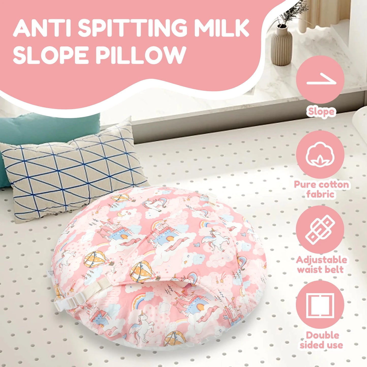 Baby Lounge Pillow Cotton Newborn Nest Sleeper Pillow 15° Slope Design Comfortable Breathable Infant Nursing Feeding Supplies