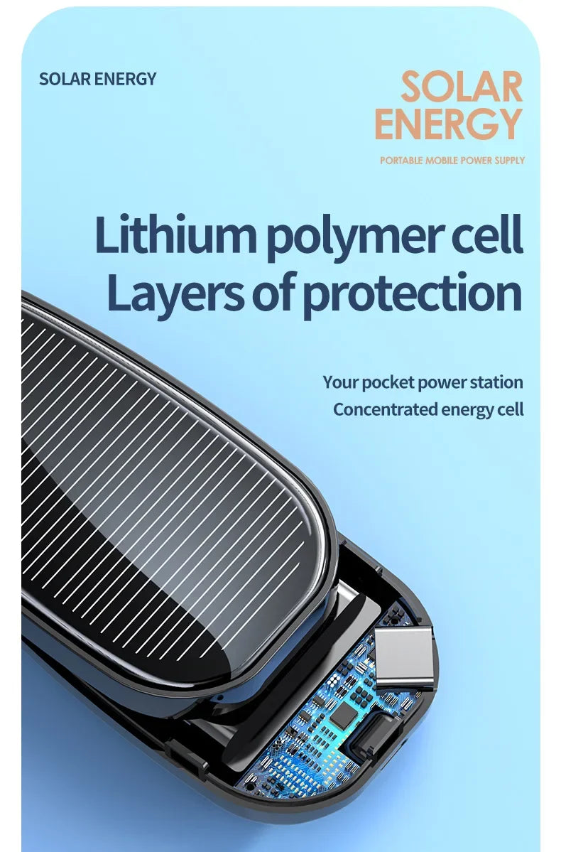 Mini Solar Keychain PowerBank Outdoor Wireless Mobile Power Pocket Charger Suitable for iPhone C Power Bank  power bank battery