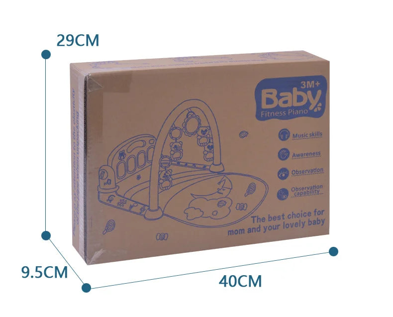 Hudobná podložka pre batoľatá, Pedál na klavír, Fitness stojan na aktivity, Podložky na hranie na bruško, Výbava na cvičenie pre bábätká 0-1 ročné deti BABY FITNESS PIANO