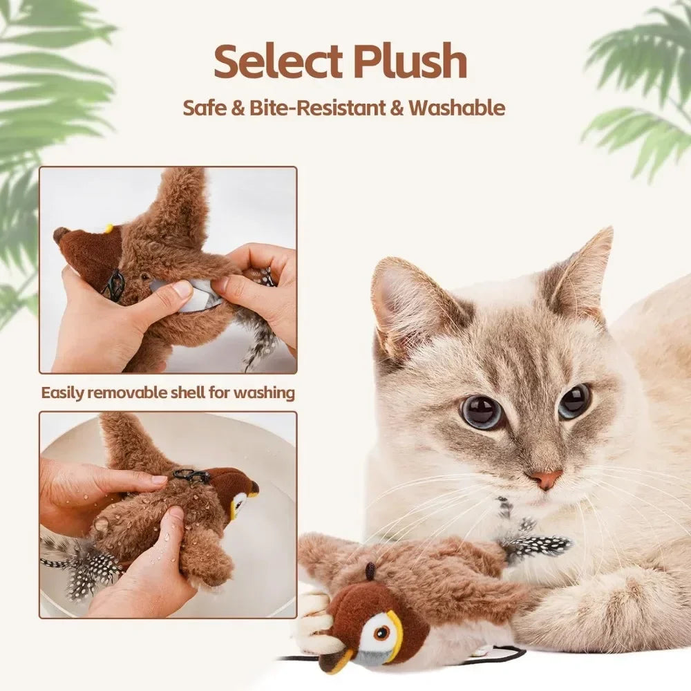 Simulated Bird Cat Toy Interactive Toys Dog Rechargeable Chirping Flapping Bird(no Flying) Catnip Touch Activated Plush Toy Pet