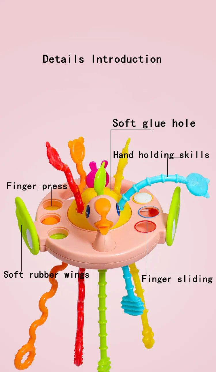 Montessori Pull String Sensory Toys Baby 6 12 Months Silicone Develop Teething Activity Toys For Baby 1-3Y Educational Toys