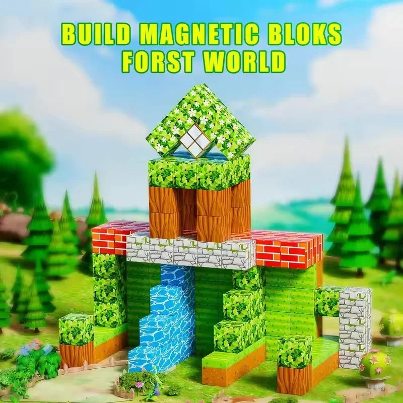 New 192PCS Magnetic Building Blocks Mine Magnet World Set Toys STEM Montessori Stacking Cubes Construction Set Christmas Gift