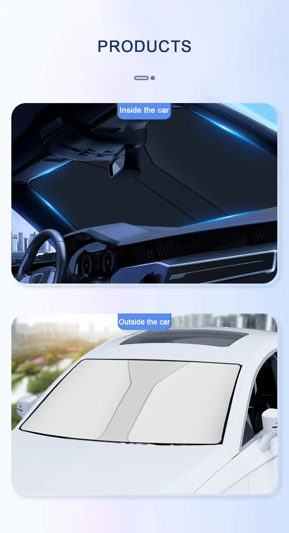 SEAMETAL Car Windshield Sun Shade Cover Foldable Front Window Sun Protection Curtain UV Ray Blocker Anti Glare Privacy Curtains