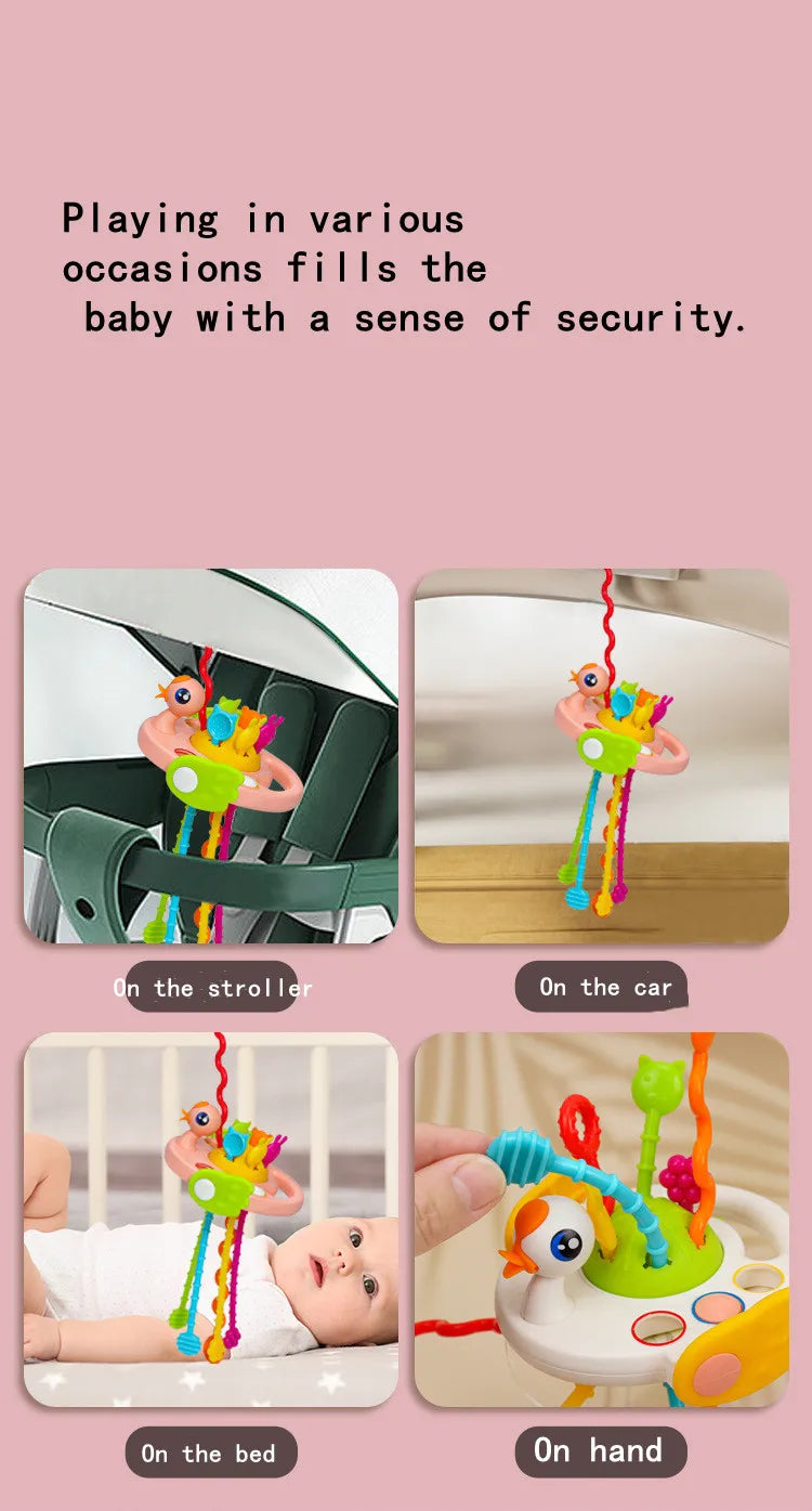 Montessori Pull String Sensory Toys Baby 6 12 Months Silicone Develop Teething Activity Toys For Baby 1-3Y Educational Toys
