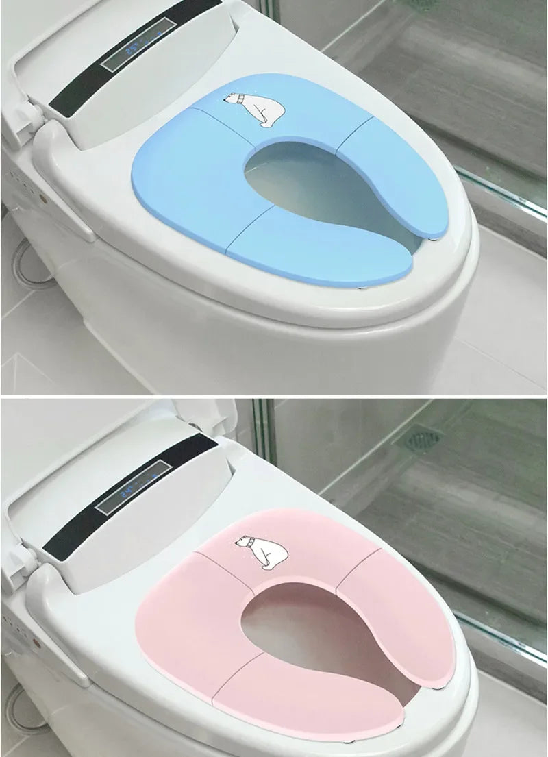 Travel On A Toilet Seat Non-Slip Suction Cups  Folding Travel Potty Seat Portable For Fits Round Oval Toilets Tourist Carry-On
