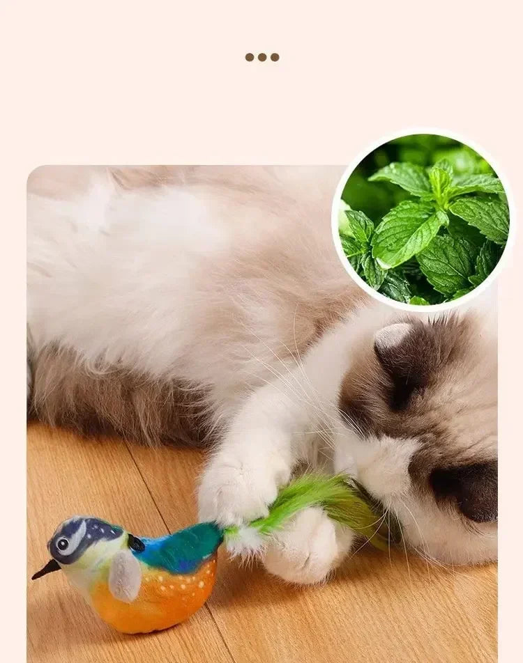Simulated Bird Cat Toy Interactive Toys Dog Rechargeable Chirping Flapping Bird(no Flying) Catnip Touch Activated Plush Toy Pet